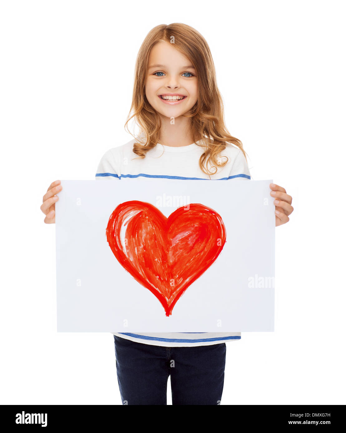 smiling little child holding picture of heart Stock Photo - Alamy