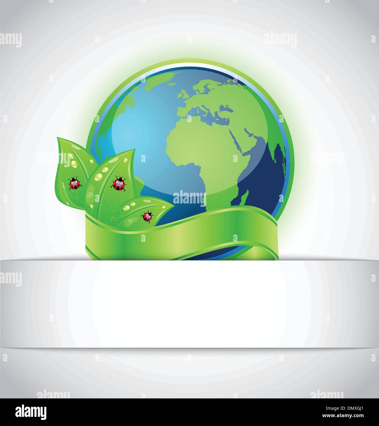 Green earth with leaves wrapped ribbon isolated Stock Vector Image ...