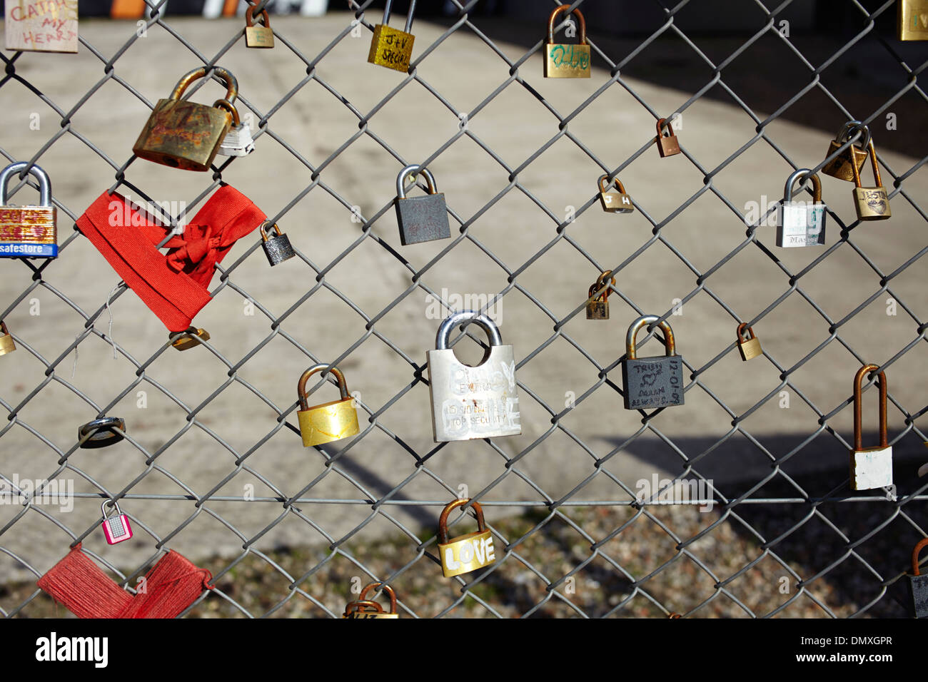 Love token padlocks in Shoreditch, London Stock Photo