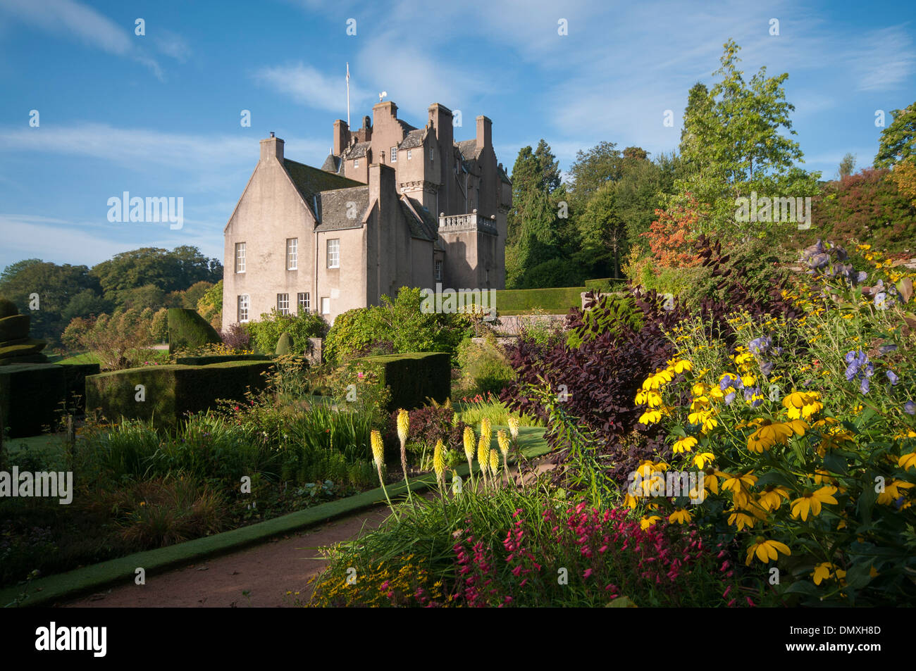 crathes castle gardens deeside aberdeen banchory with flowers Stock