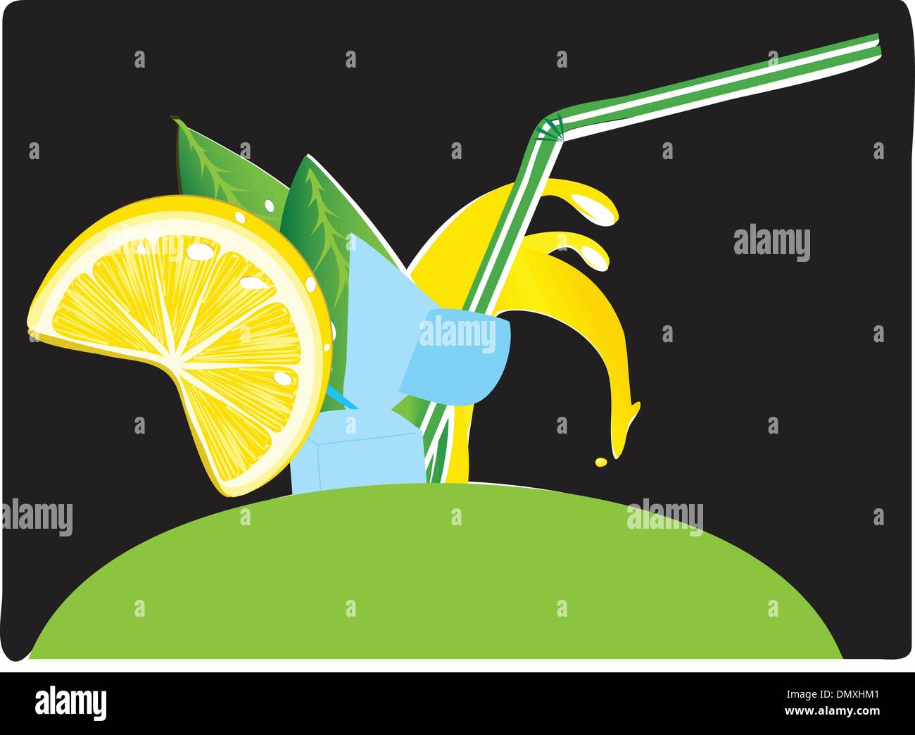 Juice splashes and lemon Stock Vector