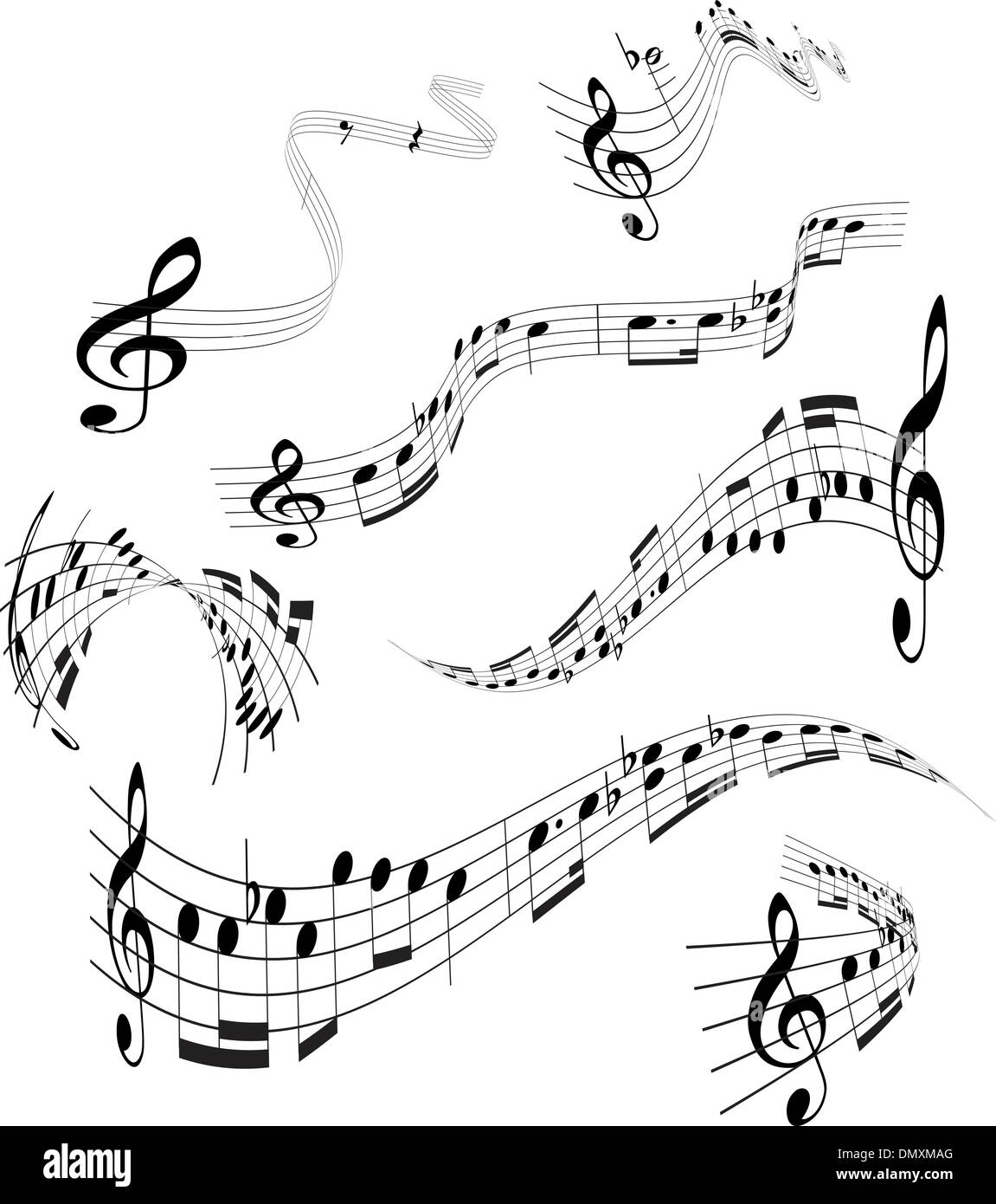 Set of musical notes staff Stock Vector