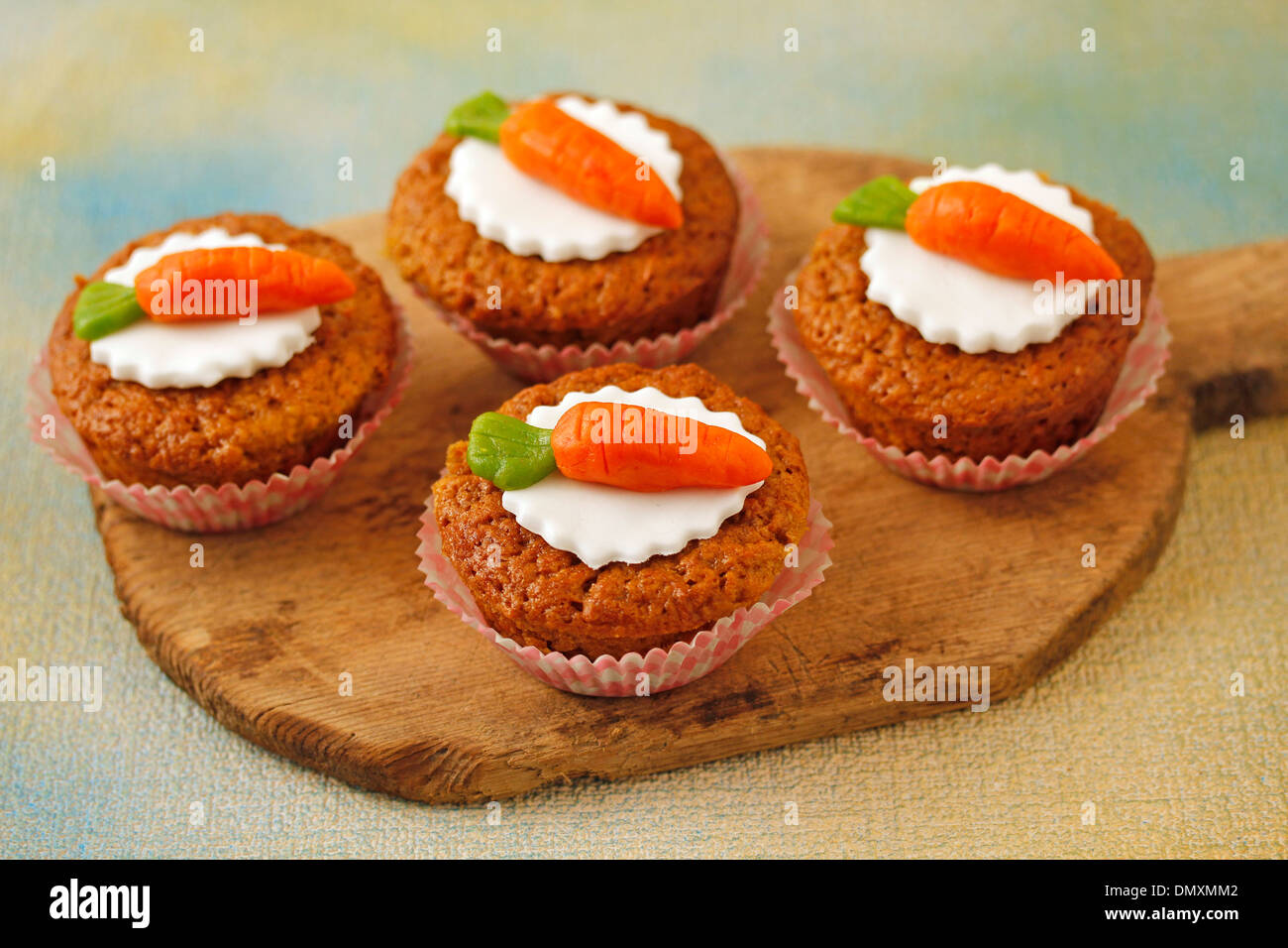 Cupcakes with carrots. Recipe available. Stock Photo