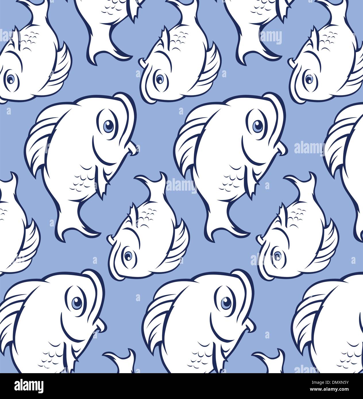 fat blue fish pattern Stock Vector