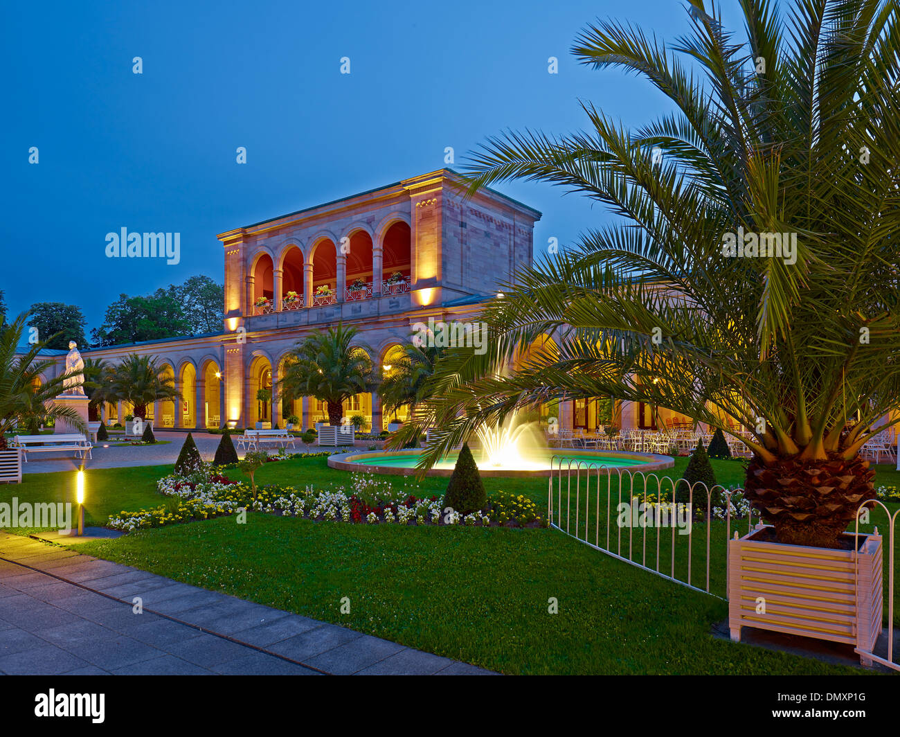 Arcaded building at the spa gardens in Bad Kissingen, Lower Franconia, Bavaria, Germany Stock Photo