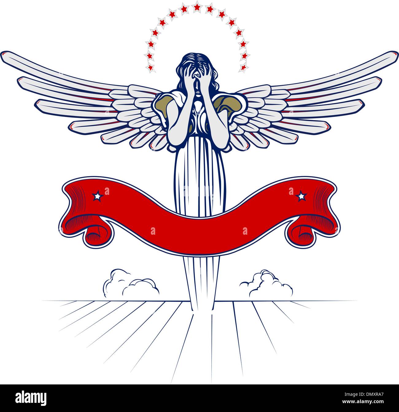 angel wing woman emblem Stock Vector