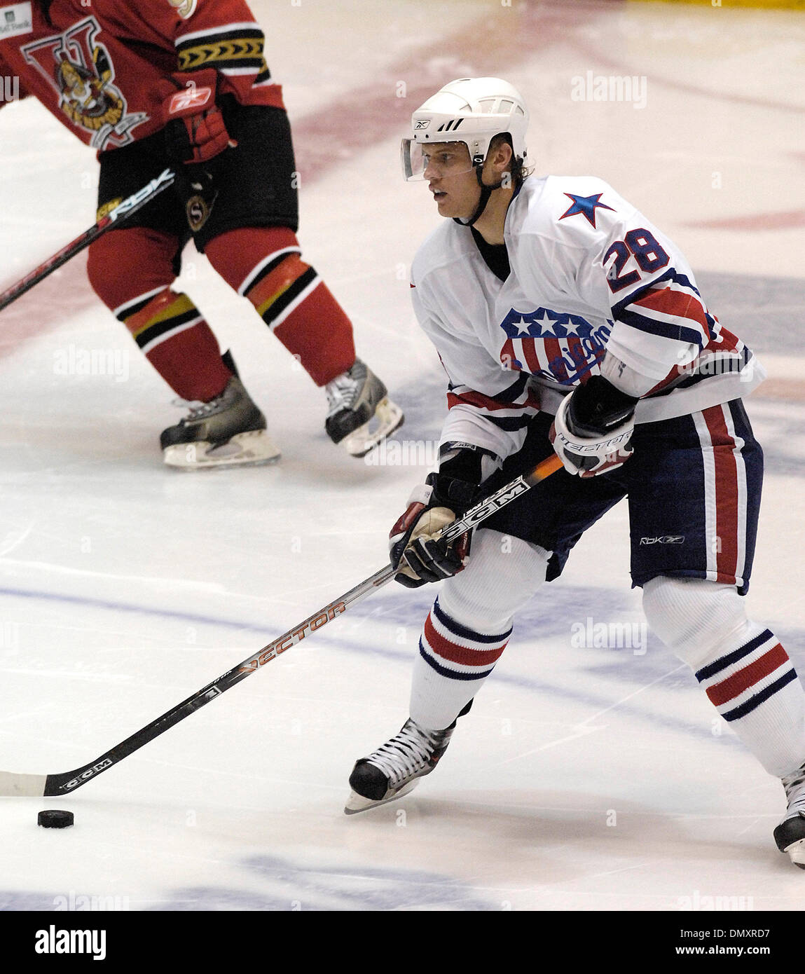 October 13, 2006: AHL - Rochester center Kamil Kreps (28) in action against Binghamton - Binghamton Senators at Rochester Americans at The Blue Cross Arena in Rochester, New York. Rochester defeated Binghamton in a shootout.(Credit Image: © Alan Schwartz/Cal Sport Media) Stock Photo