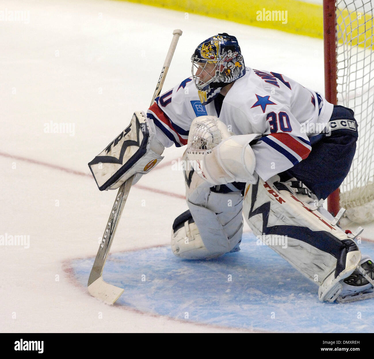November 17, 2006: AHL - Rochester goalie Craig Anderson #30 in action against Manitoba. The Manitoba Canucks at Rochester Americans at the Blue Cross Arena at the War Memorial Auditorium. Rochester defeated Manitoba 4 to 3 in OT.(Credit Image: © Alan Schwartz/Cal Sport Media) Stock Photo