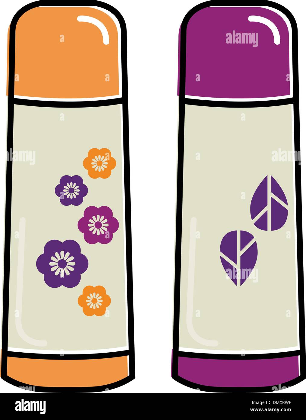 Retro thermos collection isolated on white Stock Vector