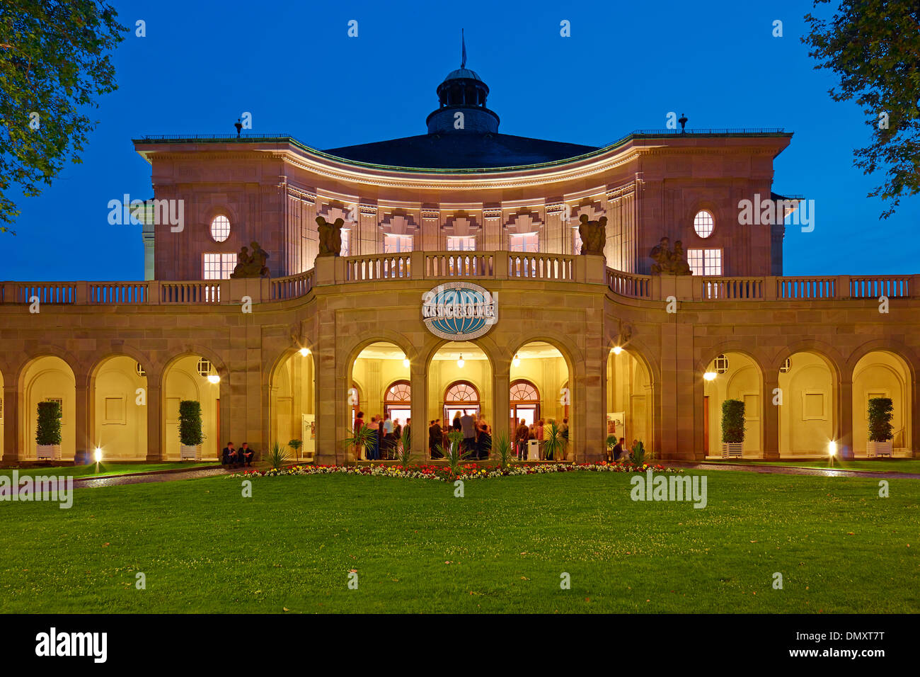 Entrance of the Regentenbau building the spa gardens in Bad Kissingen, Lower Franconia, Bavaria, Germany Stock Photo