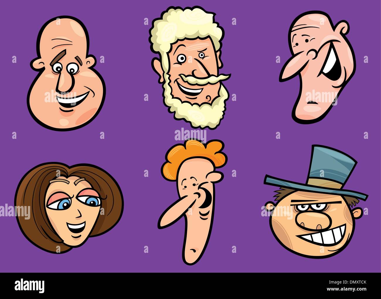 set of happy people faces Stock Vector