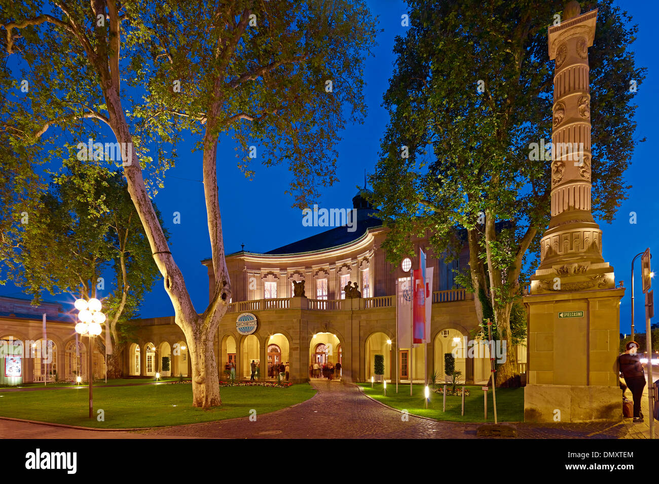 Entrance of the Regentenbau building the spa gardens in Bad Kissingen, Lower Franconia, Bavaria, Germany Stock Photo