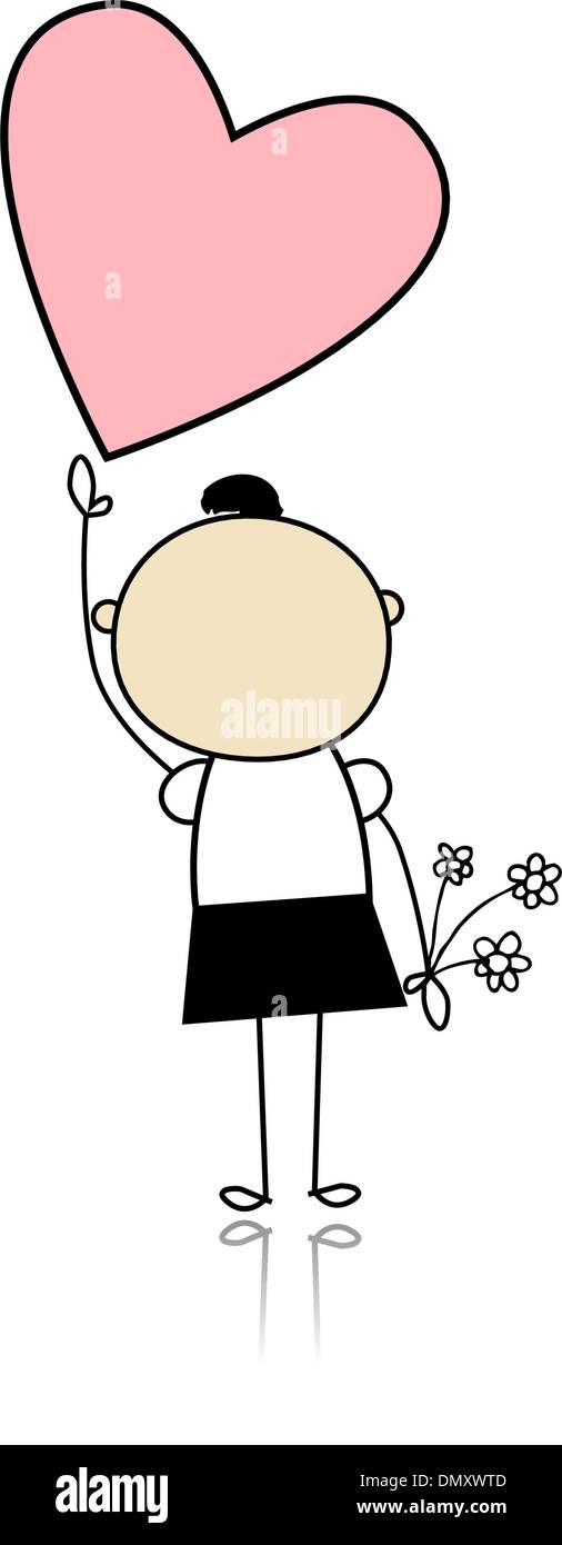Saint valentine day - cute girl holding heart Stock Vector Image & Art ...