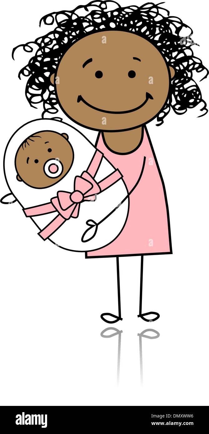 Happy mother smiling with newborn baby Stock Vector Image & Art - Alamy