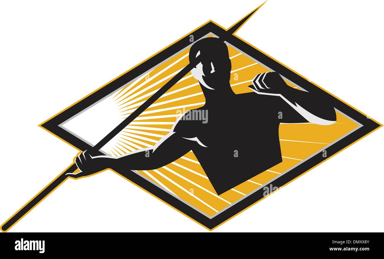 Track and Field Athlete Javelin Throw Retro Stock Vector Image & Art ...