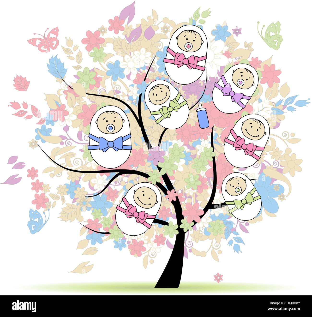 Floral tree with newborns for your design Stock Vector Image & Art - Alamy