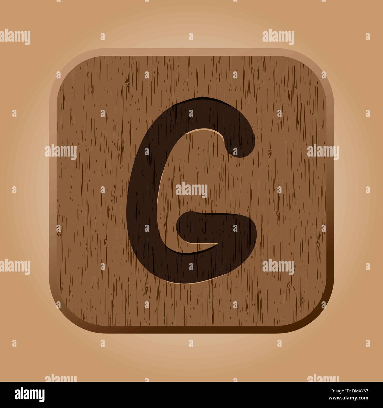 Hand drawn  wooden letter G. Stock Vector