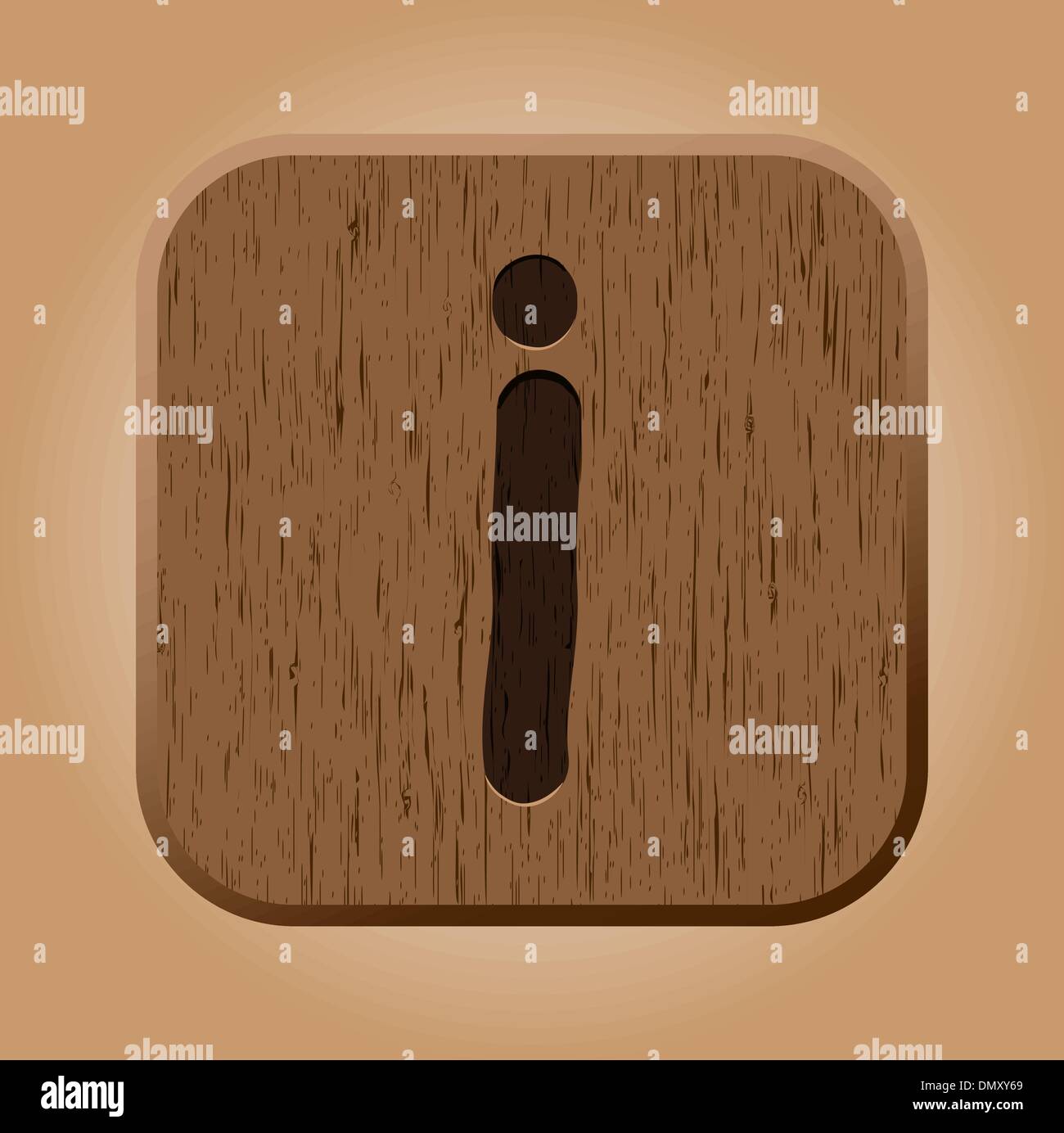 Hand drawn  wooden letter I. Stock Vector