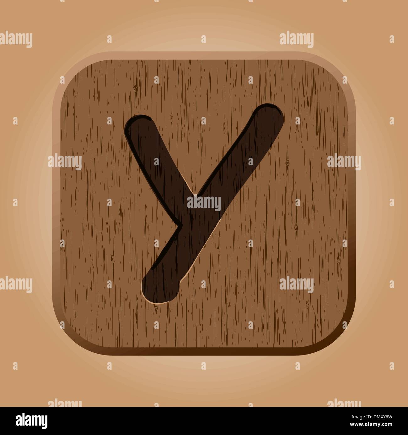 Hand drawn  wooden letter Y. Stock Vector