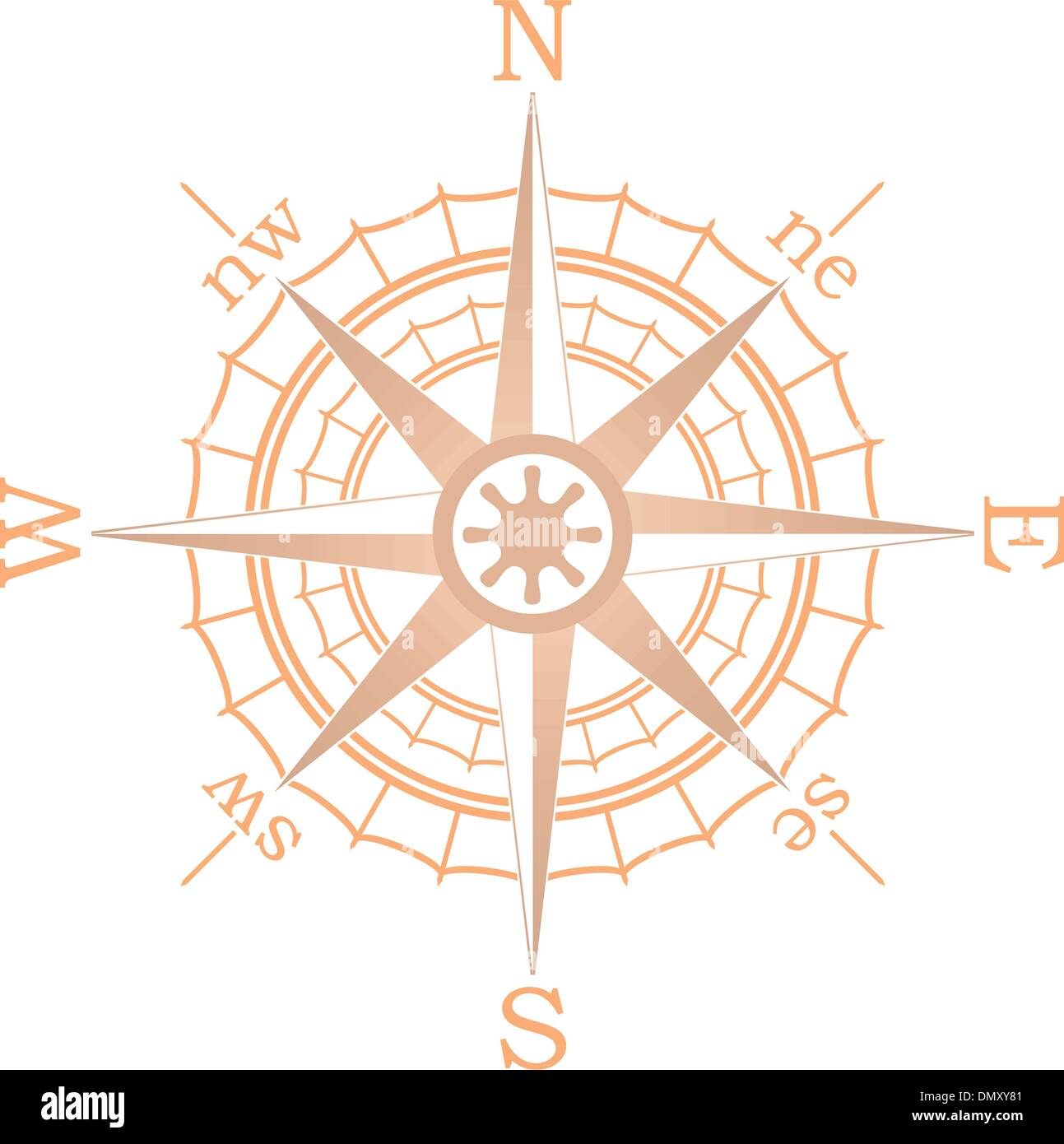 vector illustration of brown sailing compass Stock Vector