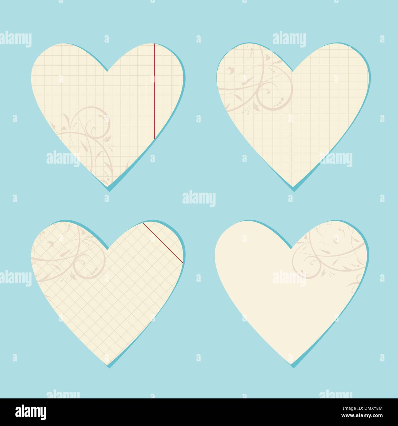 Valentine cards from sheet of paper for your design Stock Vector