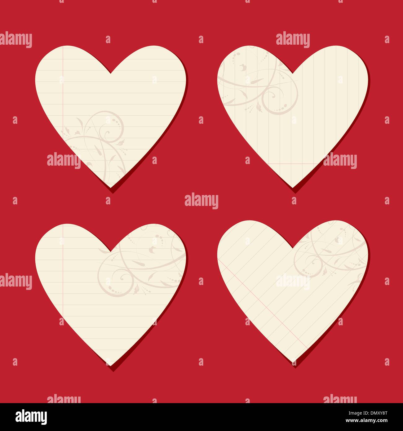 Valentine cards from sheet of paper for your design Stock Vector