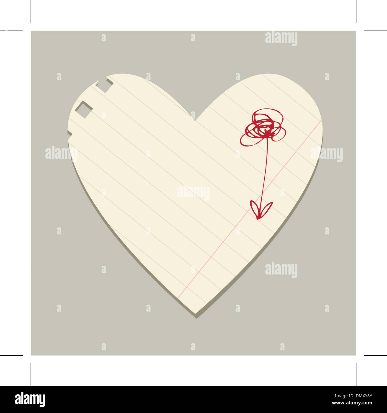 Valentine card from sheet of paper for your design Stock Vector