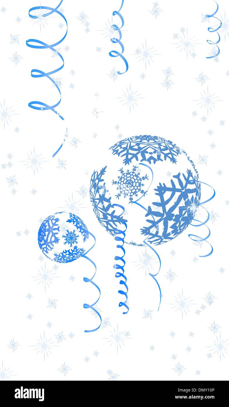 Blue card with christmas balls. EPS 8 Stock Vector