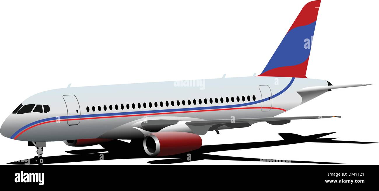 Passenger Airplane on the air. Vector illustration Stock Vector Image ...
