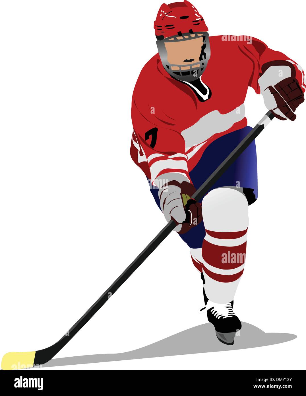 Ice hockey player. Colored Vector illustration for designers Stock