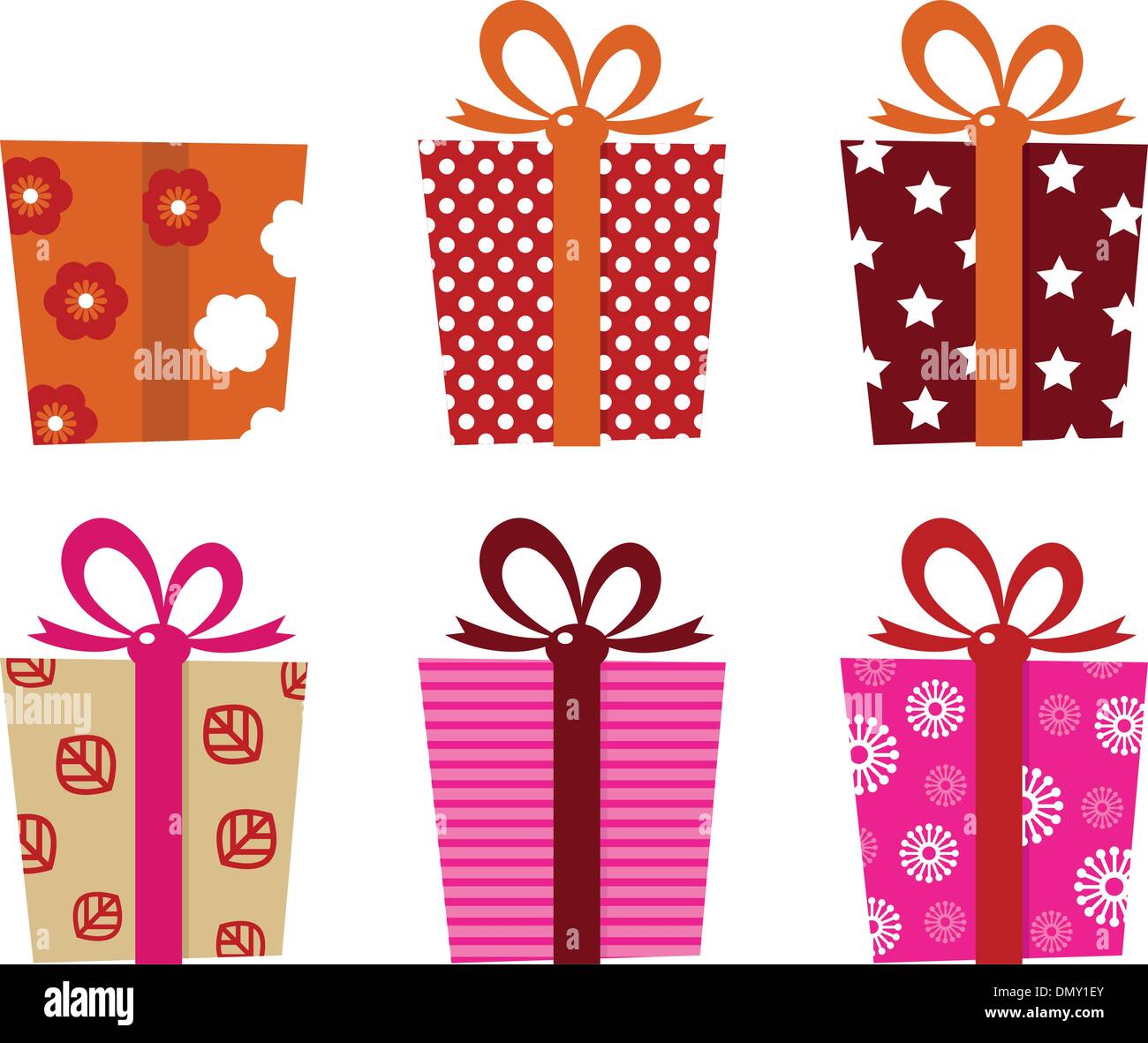 Retro gifts set isolated on white Stock Vector
