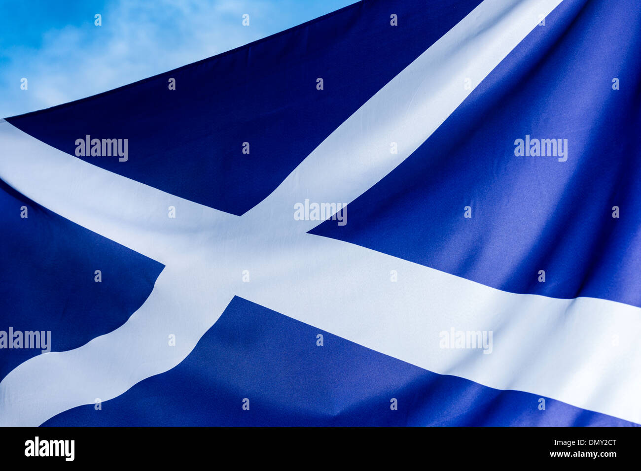 The Flag of Scotland, also known as the Cross of Saint Andrew, or Saltire. Stock Photo