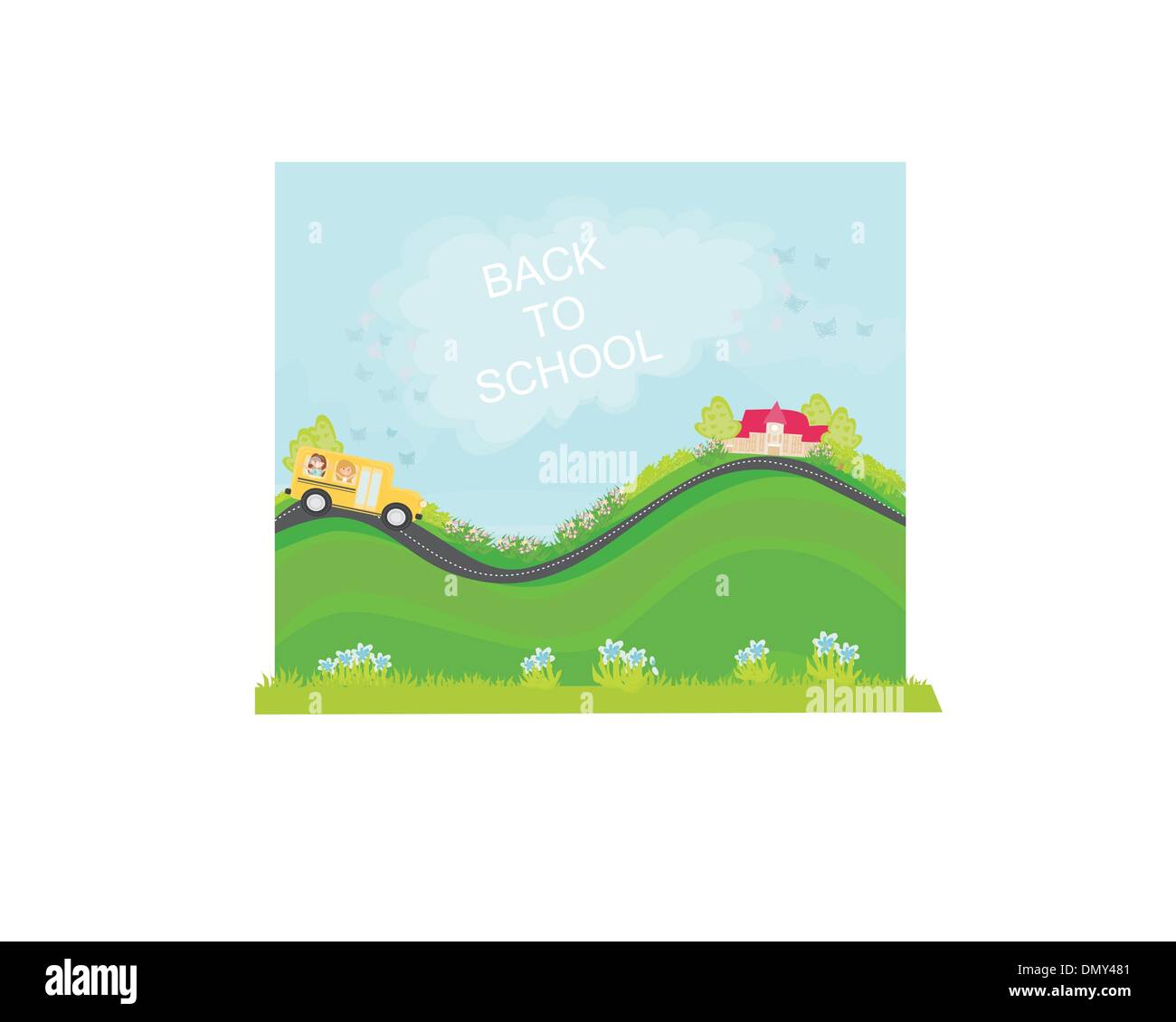 school bus heading to school with happy children Stock Vector Image ...