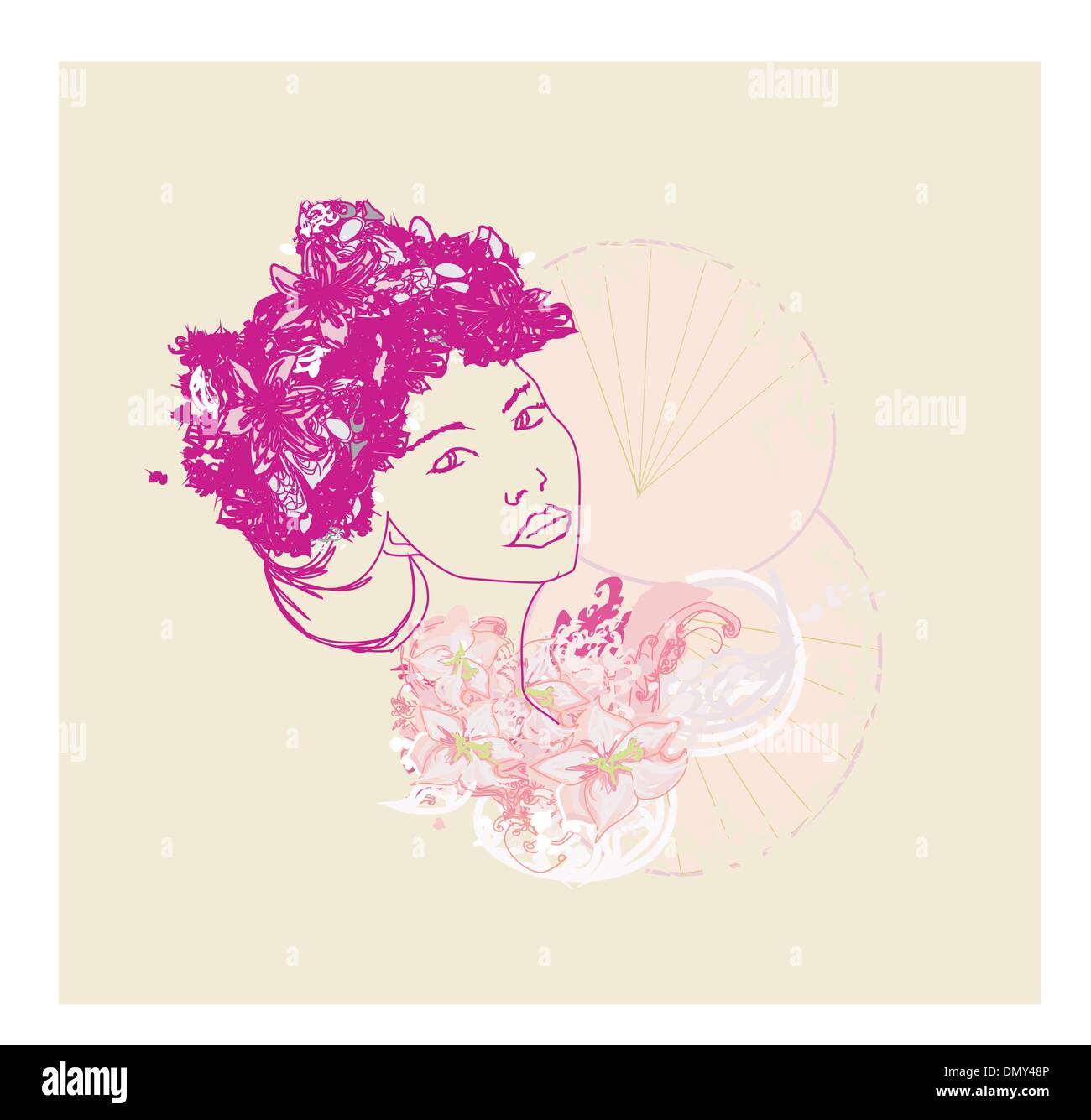 Abstract Beautiful Woman doodle Portrait Stock Vector Image & Art - Alamy