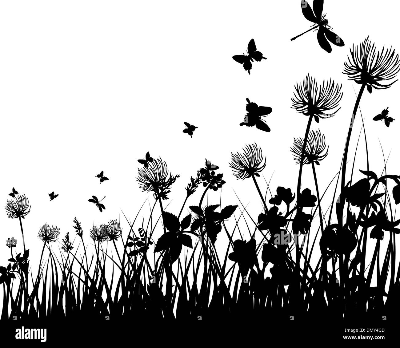 meadow silhouettes Stock Vector