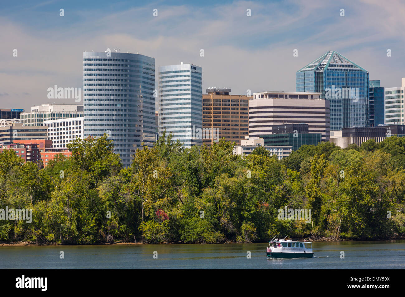 ROSSLYN, VIRGINIA, USA Rosslyn skyline and water taxi on Potomac