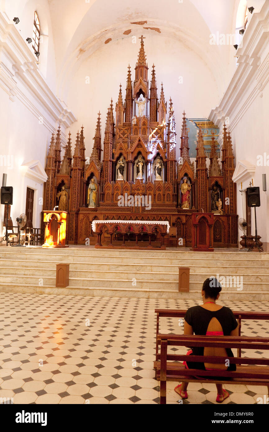 Interior of the Church of the Holy Trinity ( Iglesia Parroquial de la Santísima ); Trinidad, Cuba, Caribbean Stock Photo