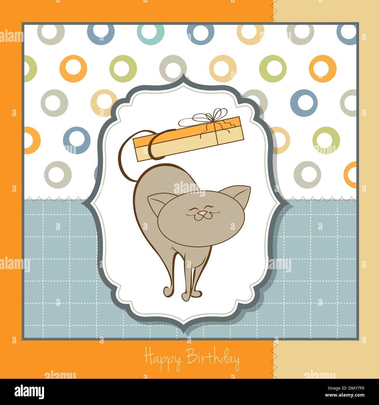 happy birthday card with cute cat Stock Vector Image & Art - Alamy