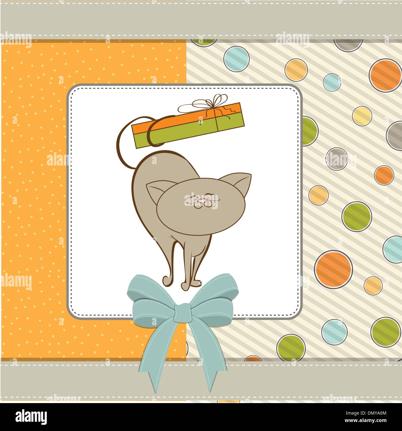 happy birthday card with cute cat Stock Vector Image & Art - Alamy
