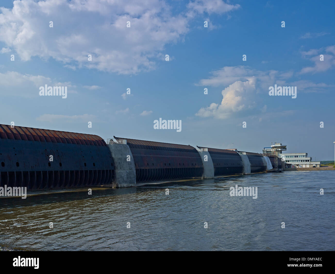 Eider barrage near Toenning, North Frisia, Schleswig-Holstein, Germany Stock Photo