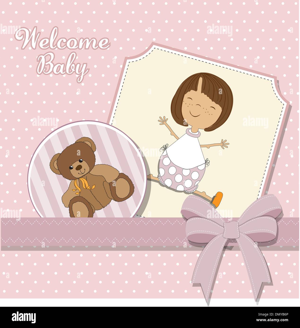 baby girl announcement card Stock Vector Image & Art Alamy