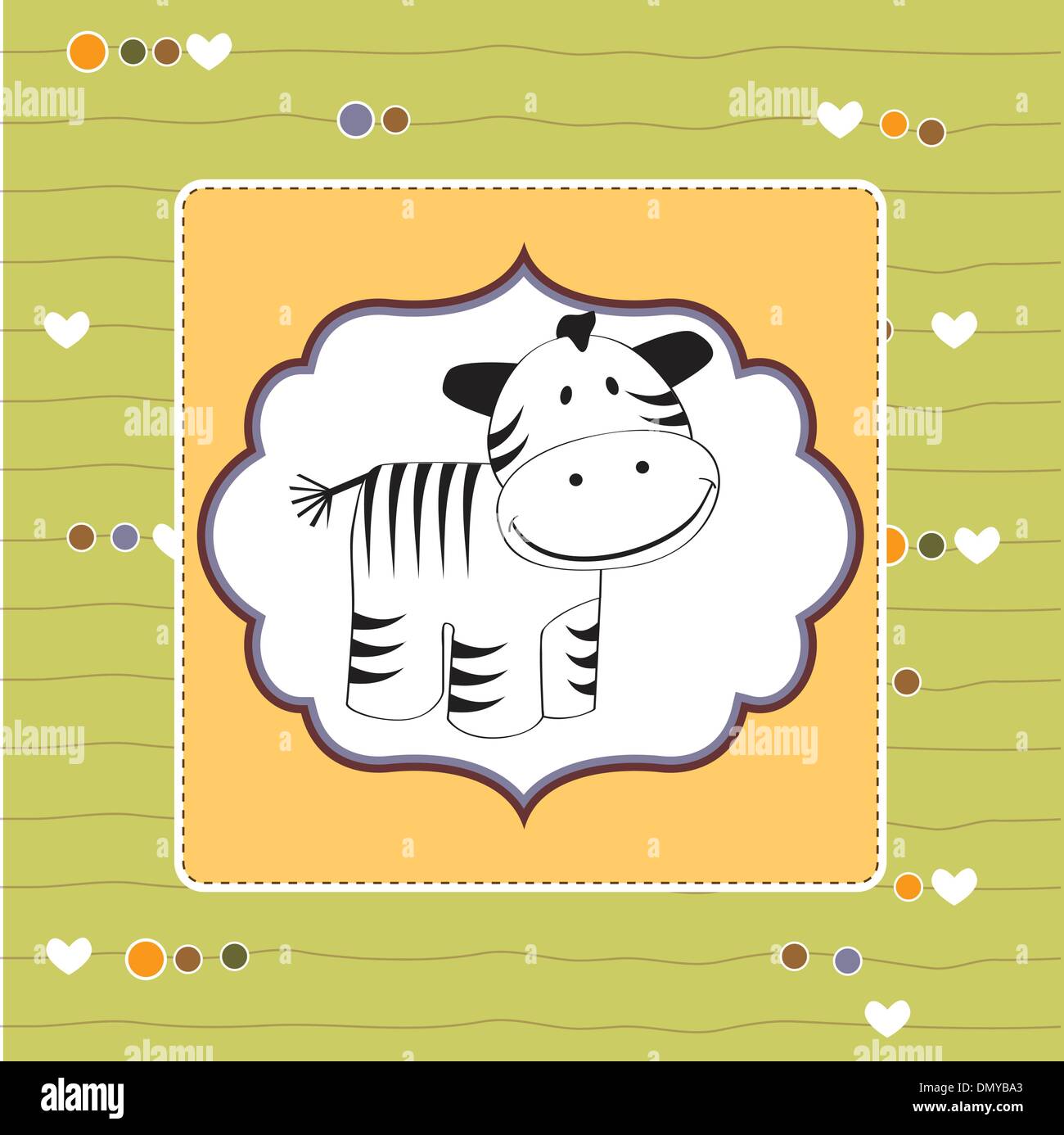 cute baby shower card with zebra Stock Vector