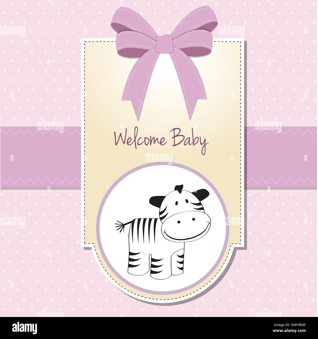 new baby arrived card with zebra Stock Vector