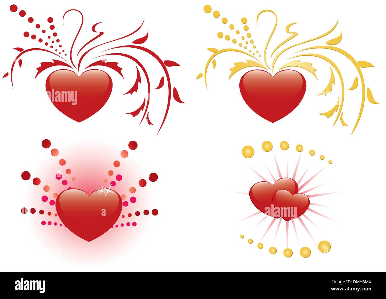 set of 4 illustrations of red hearts Stock Vector Image & Art - Alamy
