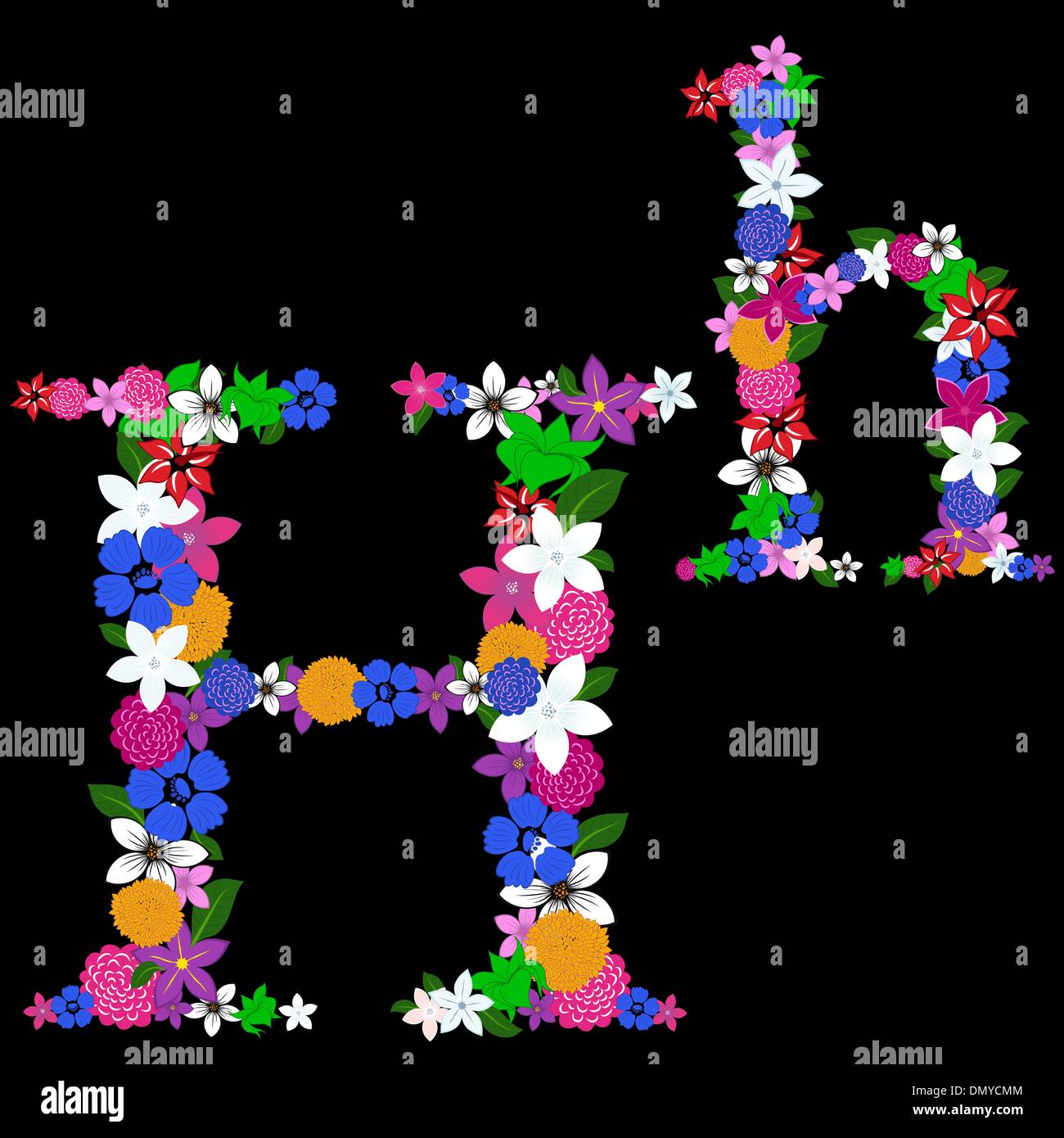 Floral font letter h hi-res stock photography and images - Alamy