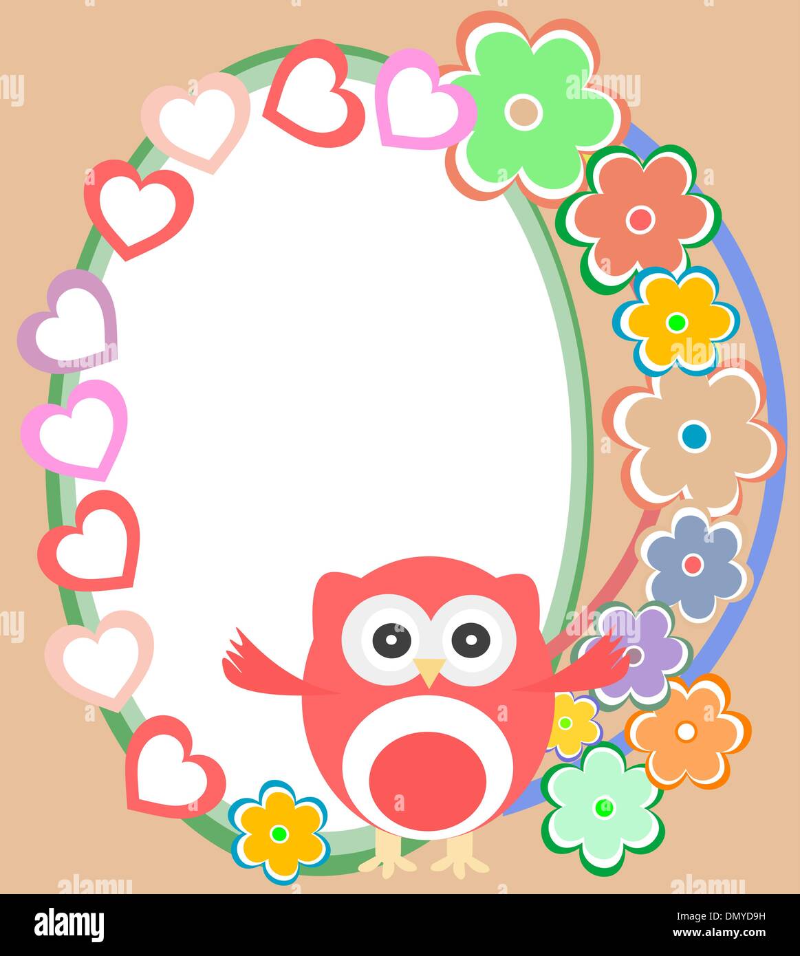 Background with flowers and cute owl Stock Vector Image & Art - Alamy