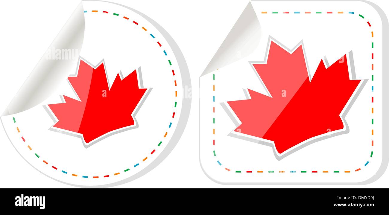 Happy Canada Day maple leaf card stickers set Stock Vector