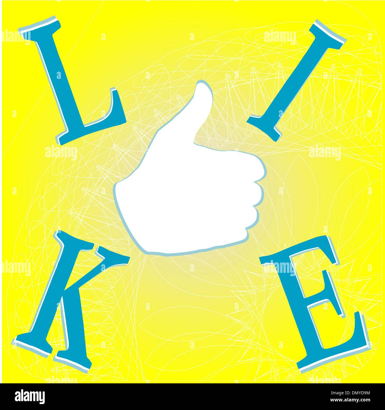 Like hand on yellow background Stock Vector