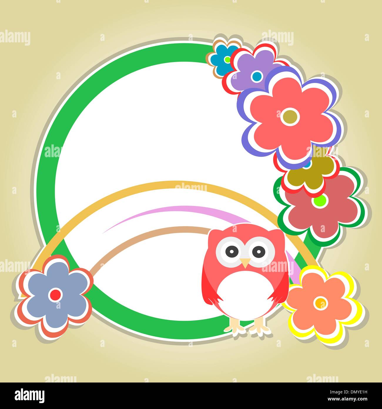 Background with owl, flowers and trees Stock Vector Image & Art - Alamy