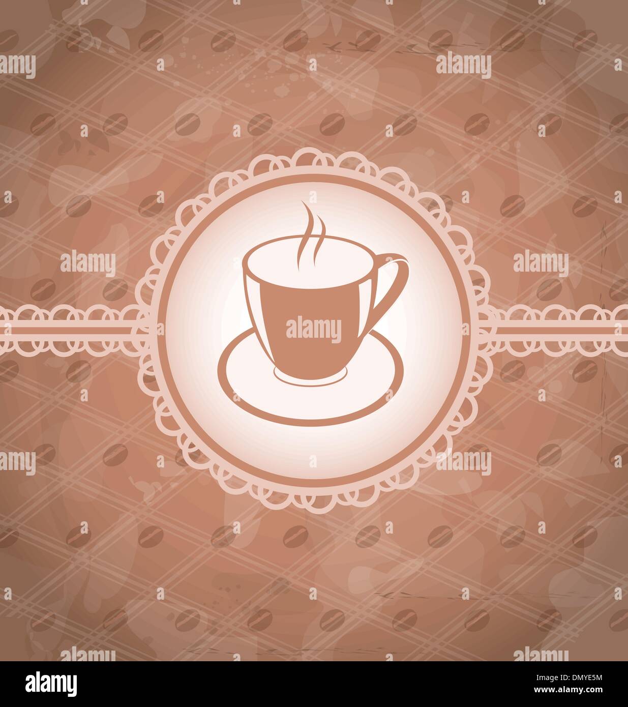 Old grunge background with coffee label - cup, coffee bean's tex Stock Vector
